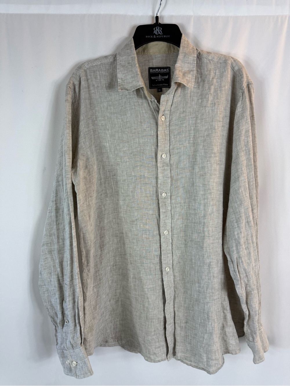 BARABAS MENS long sleeve POINT COLLAR
100% LINEN CASUAL SHIRT Size:M